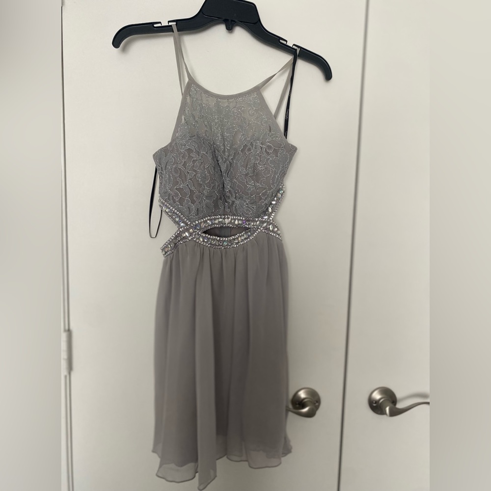 Silver sparkly homecoming dress. Size 2